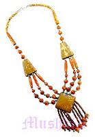Tripple Row Fringe Pendant Necklace - click here for large view